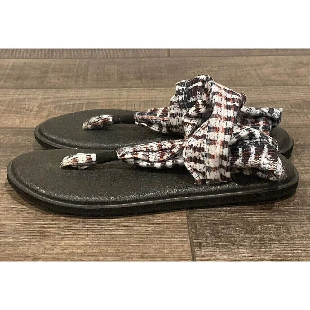 Sanuk Womens Size 7 Yoga Mat Sling Back Flip Flops Beach Comfort Sandals